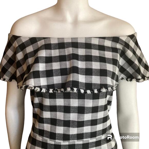 Ann Taylor Black and White Gingham Midi Dress - Picture 2 of 5